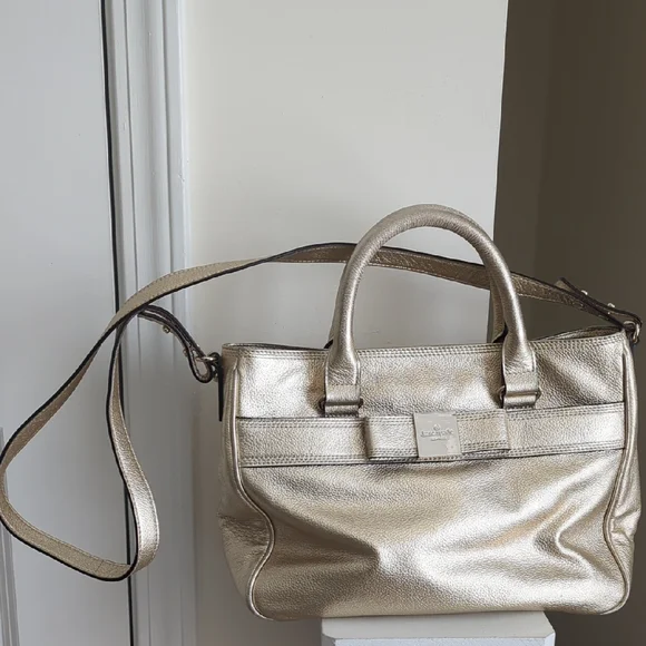 Kate Spade Gold Shoulder Bag Metallic Finish & Care Card Included 10Lx14W - Picture 3 of 17
